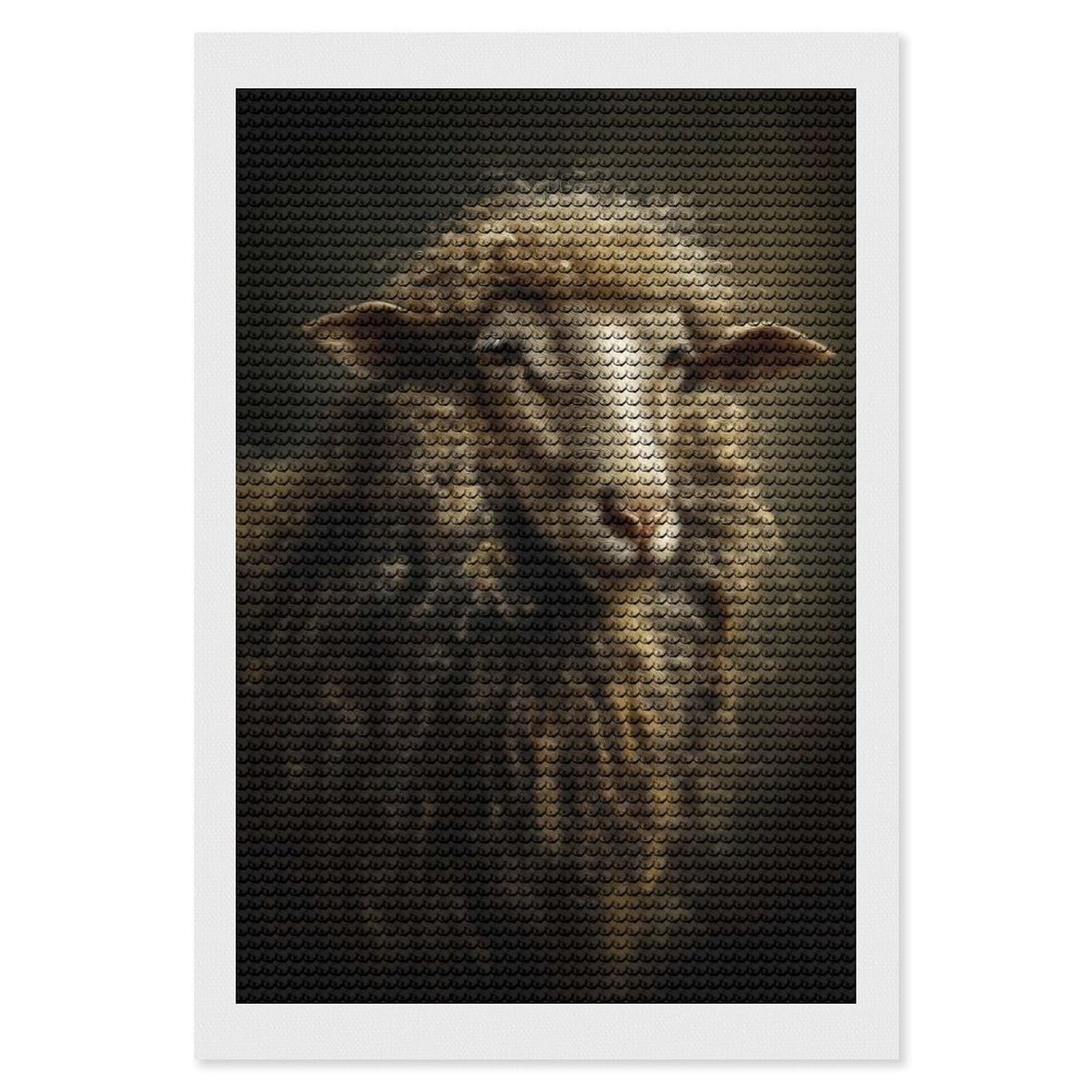 Junmoney Portrait of A Sheep(2) Diamond Painting Canvas Set 8"x12", Satisfying Creative Project, Easy to Follow Symbols, Fun Craft Experience