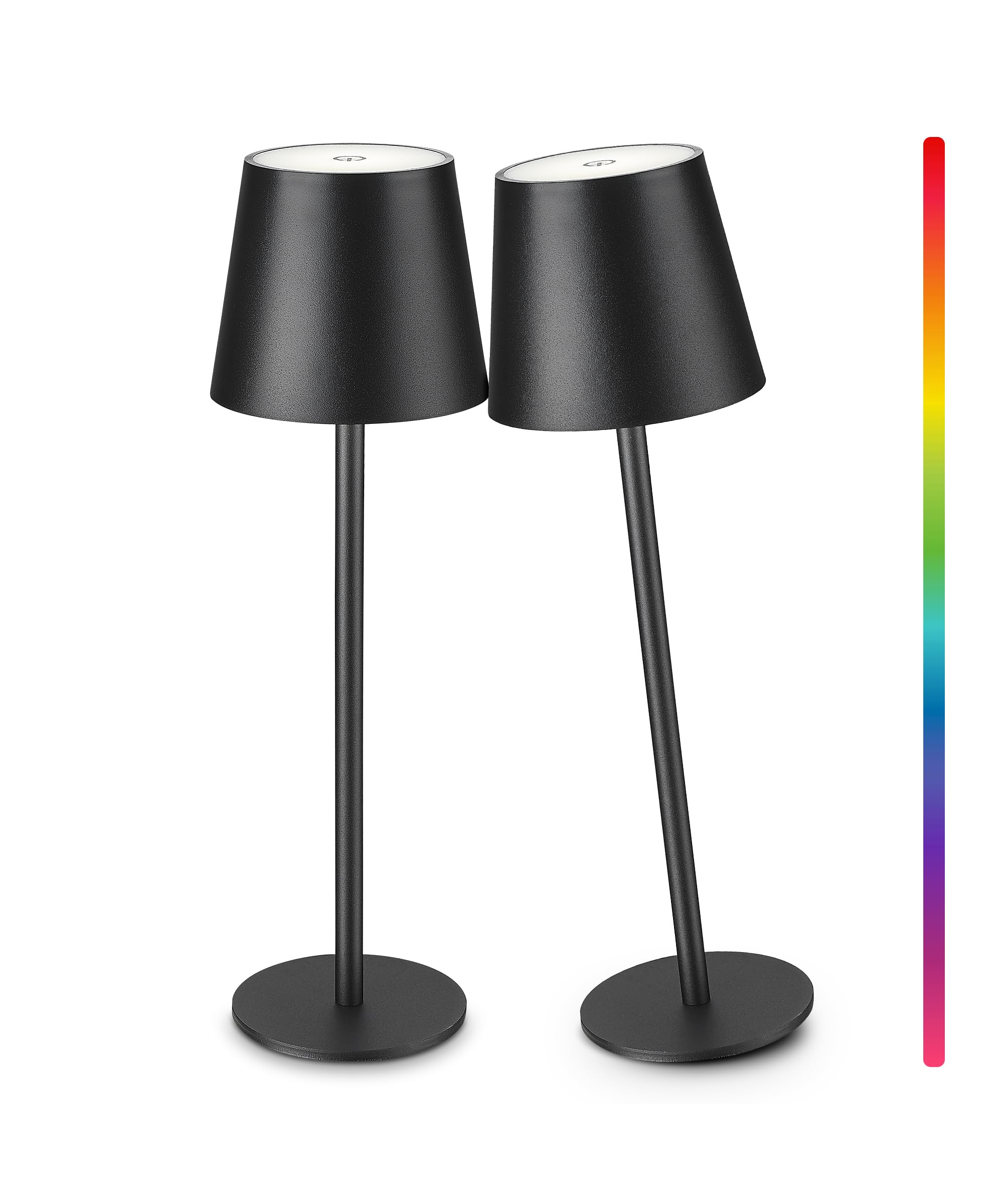 Faithorse 2-Pack 5200mAh RGB Cordless Table Lamp, RGB 8 Modes & Touch Control Rechargeable Battery Desk Lamp, IP54 Waterproof Battery Operated Lamp for Bedroom/Outdoor/Restaurant/Camping/Bars (Black)