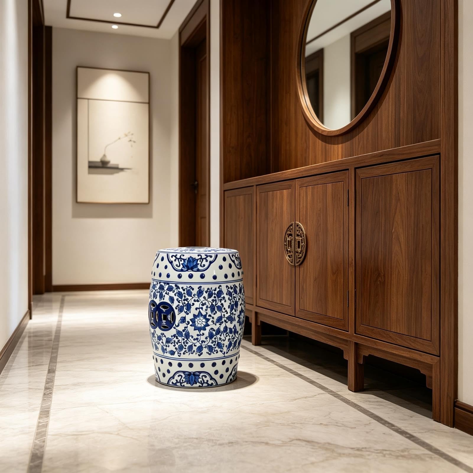 Ceramiczny Stołek Ogrodowy Chinoiserie Na Zewnątrz Dekoracyjny Stołek Do Perkusji Wewnątrz Na Zewnątrz Stolik Boczny Ręcznie Malowane Stołki Ogrodowe Na Patio W Ogrodzie Balkon Salon