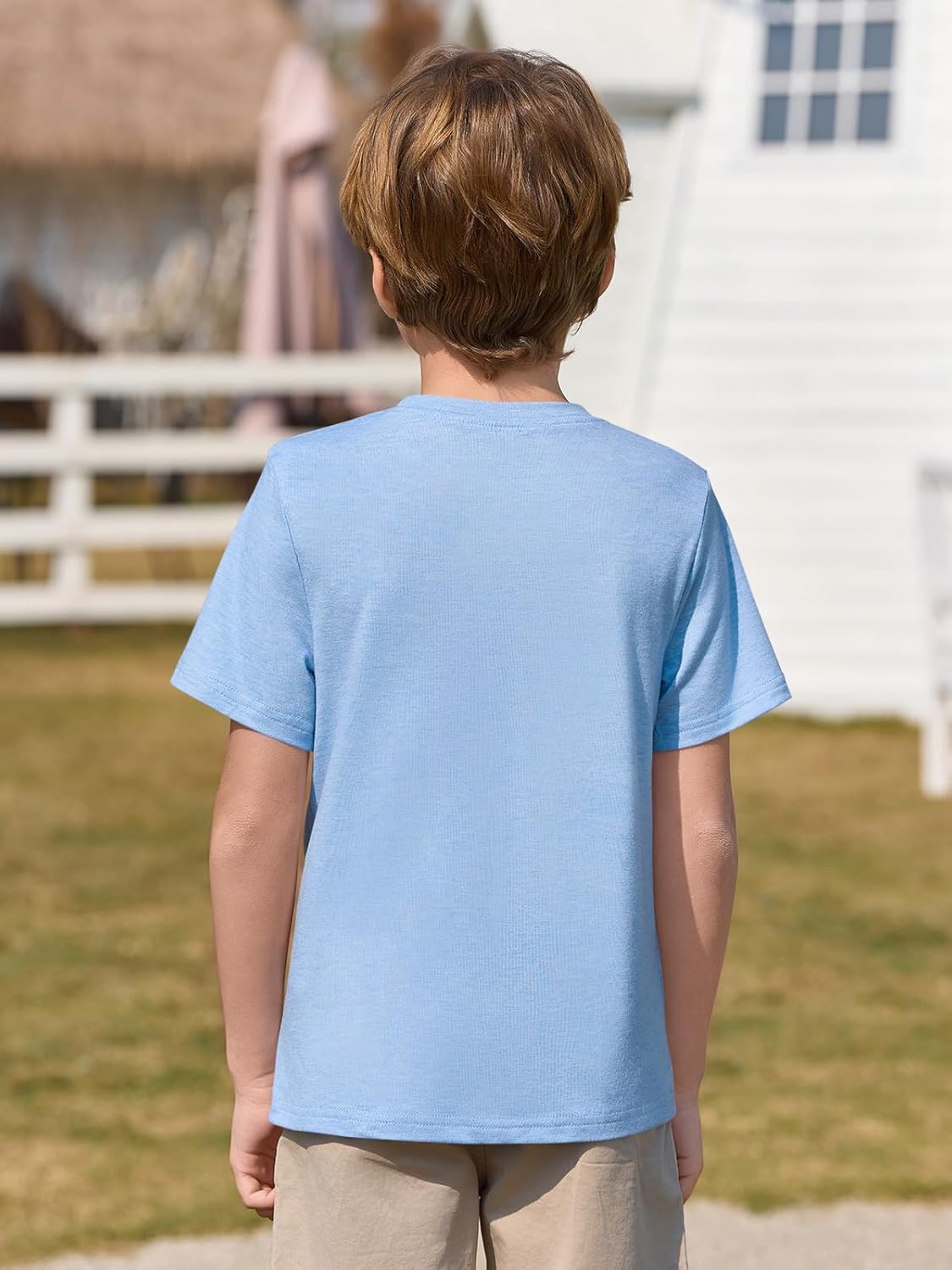 Haloumoning Boys T Shirts Kids Short Sleeve Pocket Shirt Crewneck Summer Basic Tee Tops 5-14 Years - Image 4