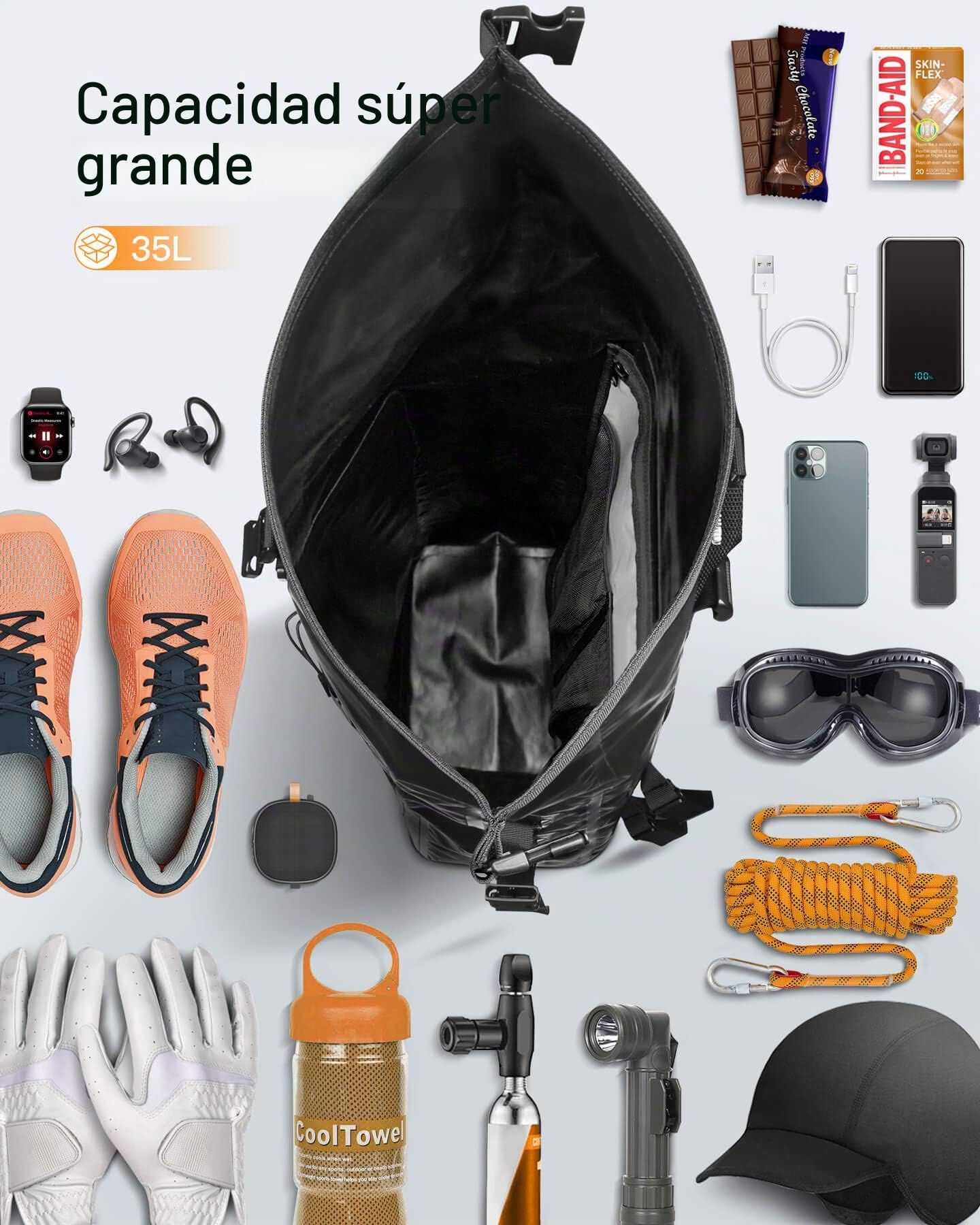 Inateck Mochila de Ciclismo de Gran Capacidad Organizador Multifuncional Impermeable para Bicicletas con Correa para el Hombro Desmontable para IR en Bicicleta, de excursión y al Aire Libre