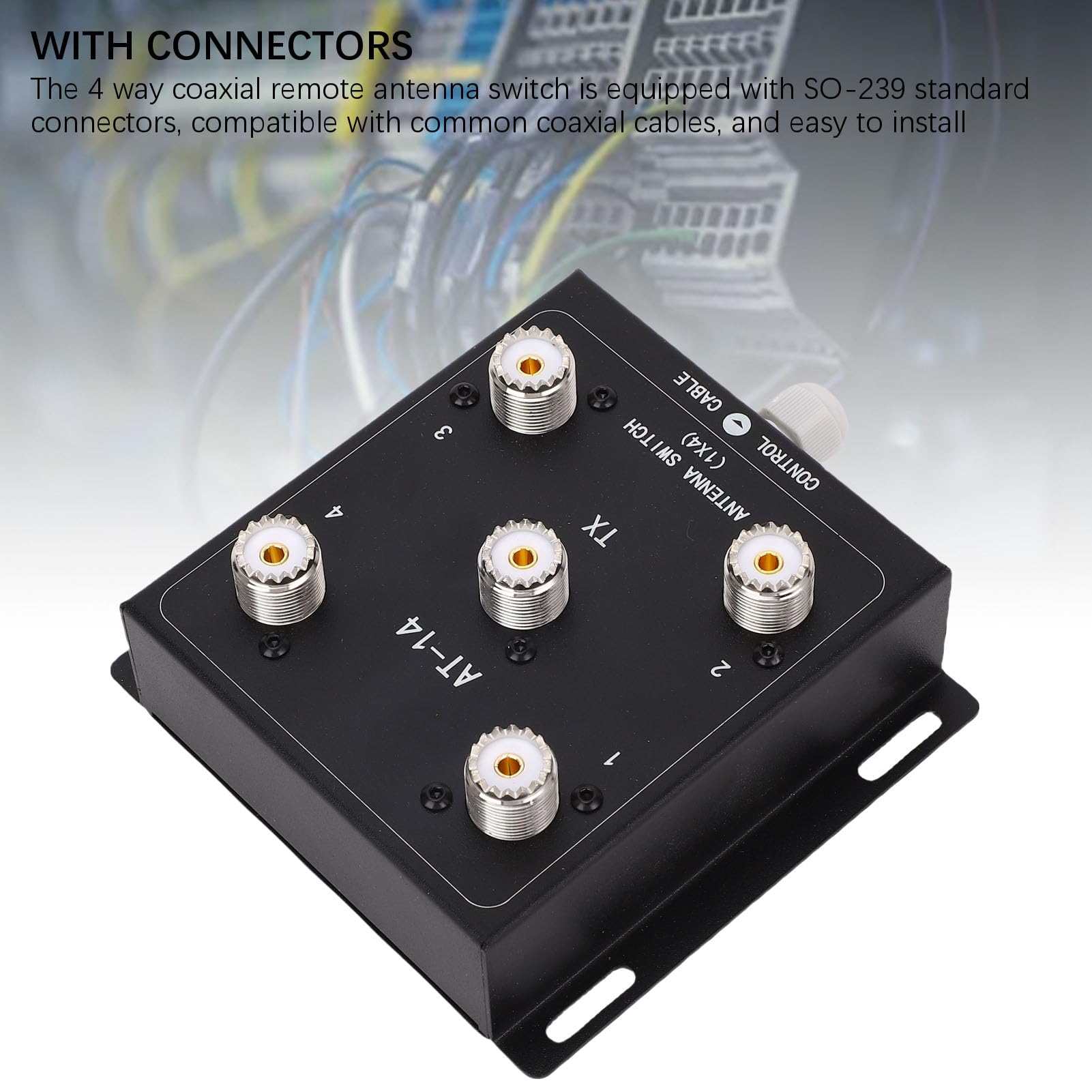 Socobeta L'interruttore Dell'antenna Remota Coassiale a 4 Vie Migliora in Modo Efficiente la flessibilità per L'installazione Tetto con Connettore SO-239, 1 Manopola di Controllo per Radioamatori e