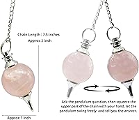 Vista 9 de Amazing Gemstone Carnelian Crystal Ball Pendulum for Divination - Dowsing Pendulum Necklace with Chain and Quartz Bead for Reiki Healing and Crystal