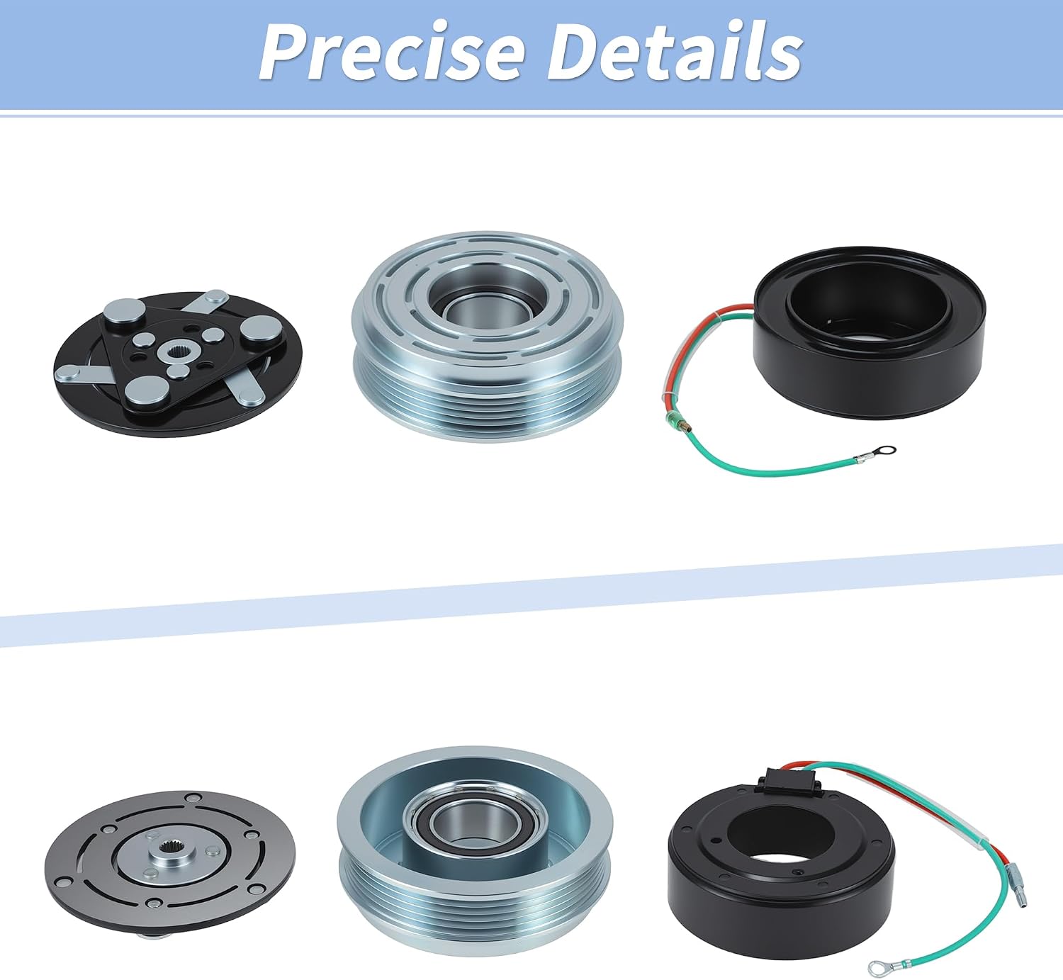 Air Conditioner AC Compressor Clutch Kit for Honda Fit 2007-2008 L4 1.5L for TRSE07 Compressor AC Compressor Clutch 6 Groove 38810-RME-A02/638956/98559/255562