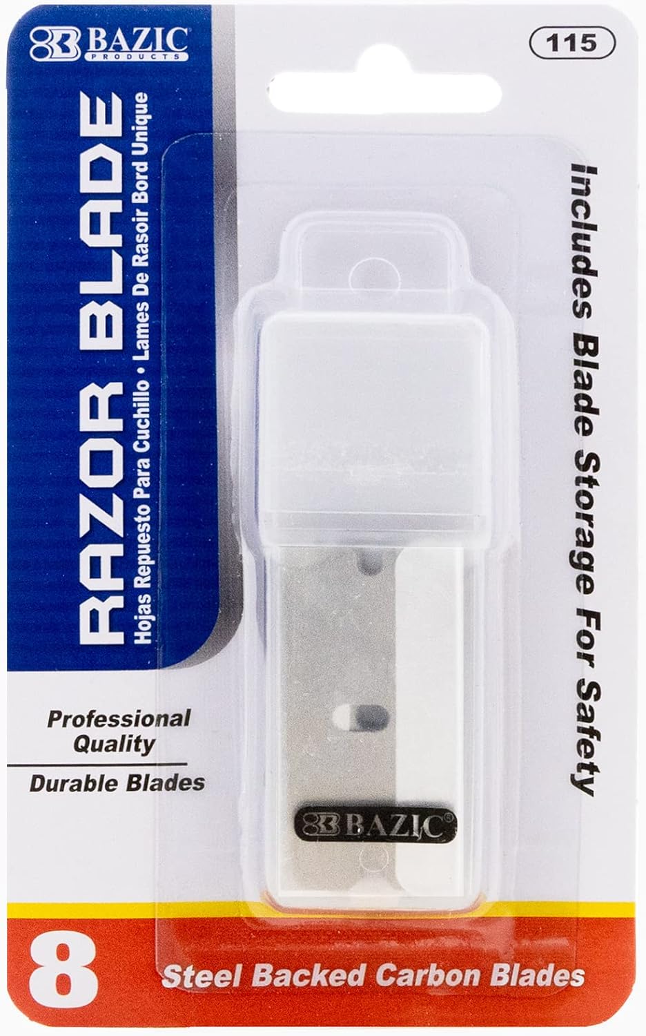 BAZIC Products Single Edge Razor Blades, Safety Straight Edge Razors, Box & Carton Cutter Replacement Refill, Glass & Paint Scraper Razor (8/Pack), 24-Packs