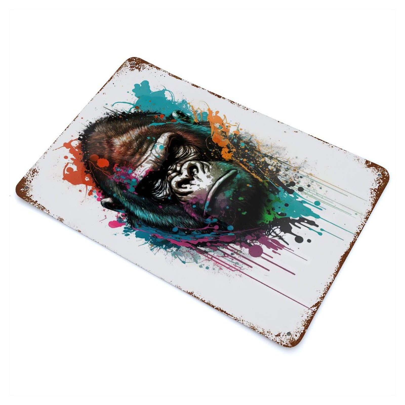 Gorilla Rust Effect Tin Sign 11.8"x7.9", Novelty Wall Decor for Garage, Pub Or Kitchen