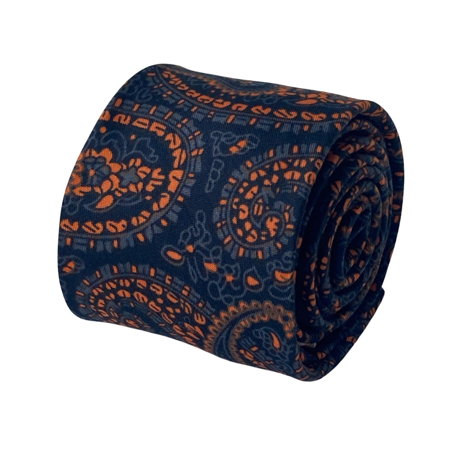 Frederick Thomas Black and Orange Paisley Cotton Tie for Men, classic 8cm width 147cm Length Classic Necktie Ideal for Office Wear, Halloween, Weddings, Formal Events and Dinner Parties
