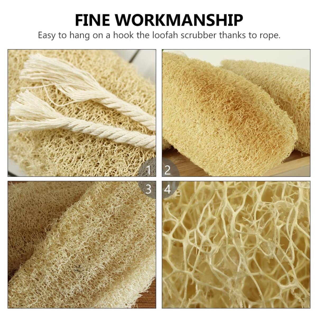 Healifty 2pcs Natural Loofah Bath Sponge Body Scrubber for Deep Cleansing Strap Design for Cleaning and Exfoliating Bath Sponge Beige Color