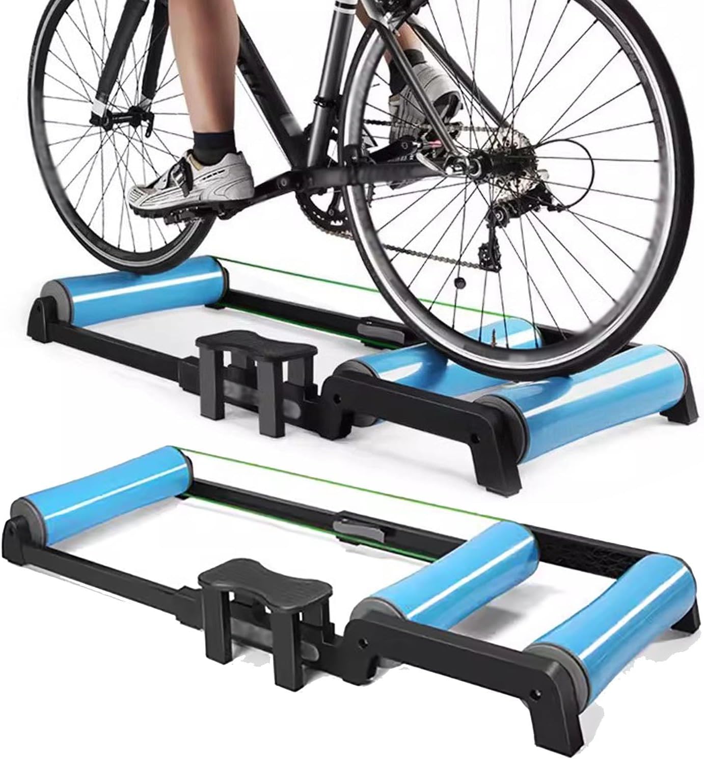 YXXSDP Home Exercise Bicycle Folding Roller, Bike Stand with Quiet PP Drums, Retractable Bicycle Rollers for Training and Fitness