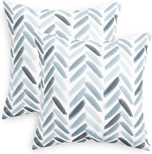 CaliTime Throw Pillow Cases Pack of 2 Cozy Fleece Abstract Brushwork Arrow Decorative Cushion Covers for Couch Bed Sofa Farmhouse Decoration 18 X 18 Inches Smoke Blue