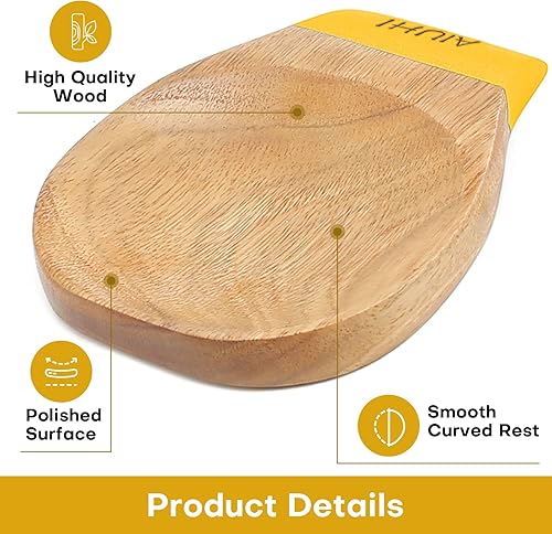 Miniatura 2 de Soporte de cuchara de madera para encimera de cocina, soporte de cuchara de madera de teca natural para estufa o encimera (amarillo)