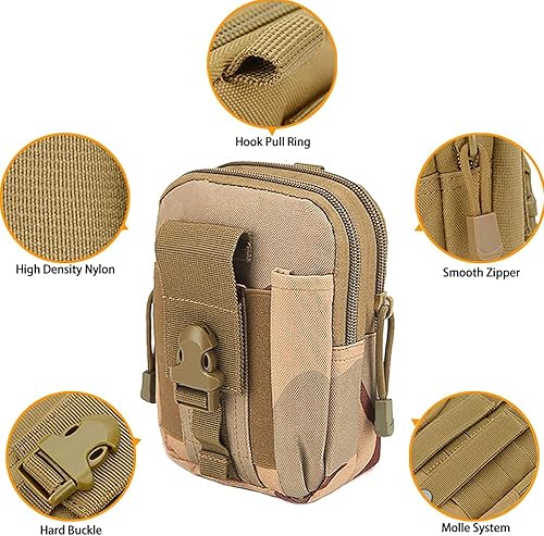 Miniatura 9 de NuCamper Bolsa táctica Molle EDC para la cintura, bolsa compacta, bolsa táctica multiusos, cinturón para teléfono celular, soporte para
