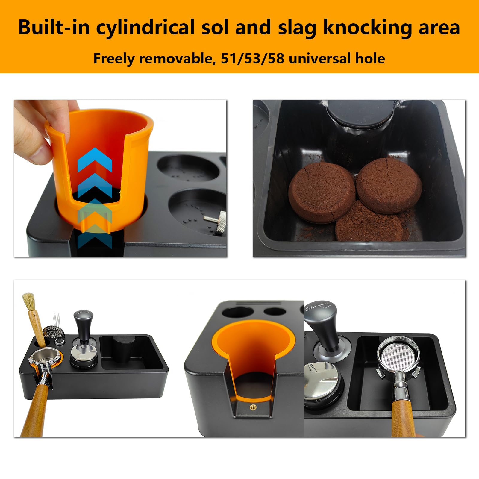 IKAPE Espresso-Klopfbox – 8-in-1 Organizer Für Tamper, Siebträger & Zubehör (51–58 Mm), Weiß