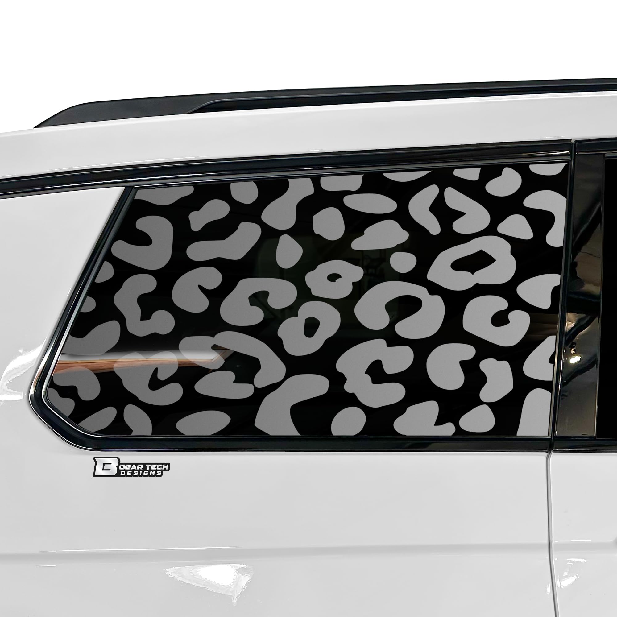BOGAR TECH DESIGNS Fits Jeep Grand Cherokee L 2021-2026 Precut Quarter Window Animal Cheetah Leopard Print Vinyl Decal Stickers, Matte Black