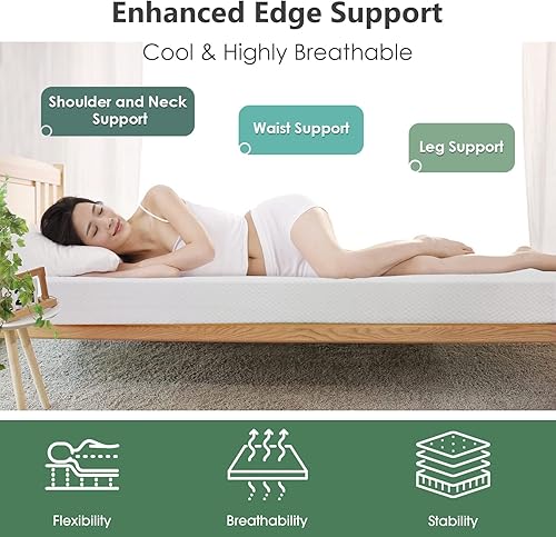 Miniatura 46 de PayLessHere - Colchón de espuma viscoelástica con gel, 6 pulgadas, tamaño queen, con certificación CertiPUR-US, sin fibra de vidrio, cama en una