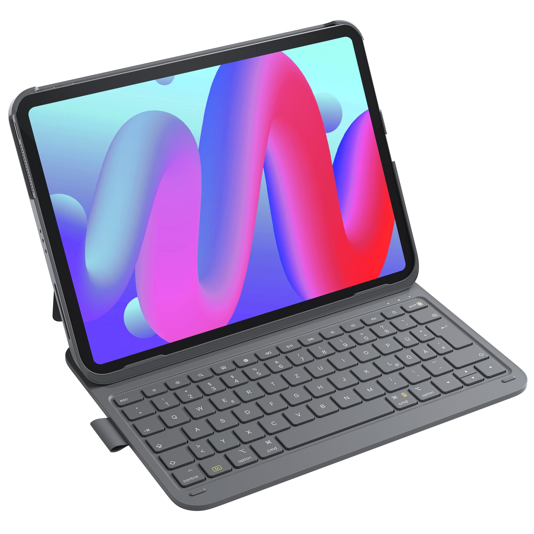 Inateck iPad 10 Generation Hülle mit Tastatur, für iPad 11 Gen. A16 2025 11 Zoll, Air 11 Zoll M3/M2 (2025/2024),Air 5/4, Pro 11 4/3/2/1,QWERTZ,Ultraleichte Tastatur mit Stifthalter,AirTap BK2007
