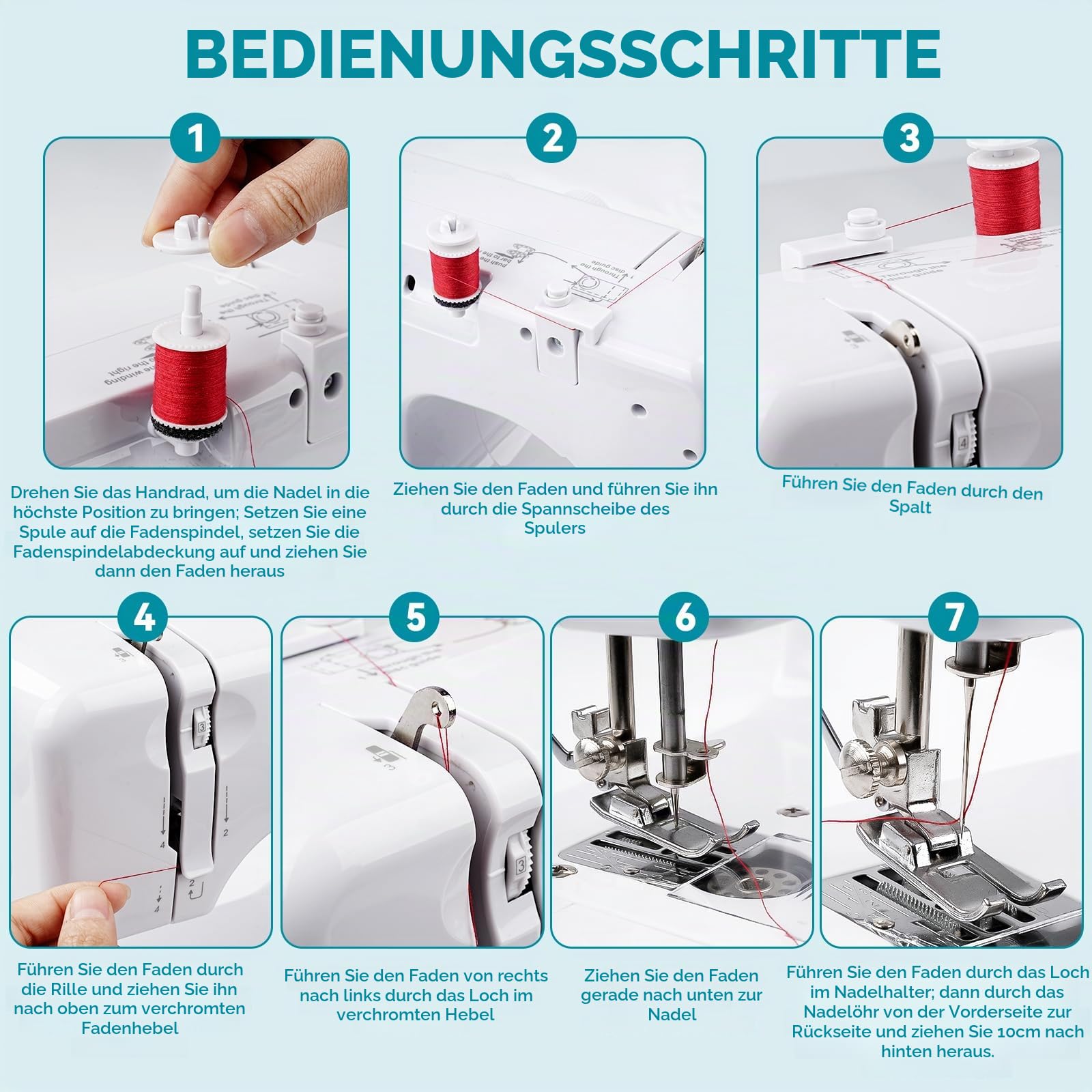 Mini-Nähmaschine mit 45 Stichen, Nähkit für Haushalt & Einsteiger