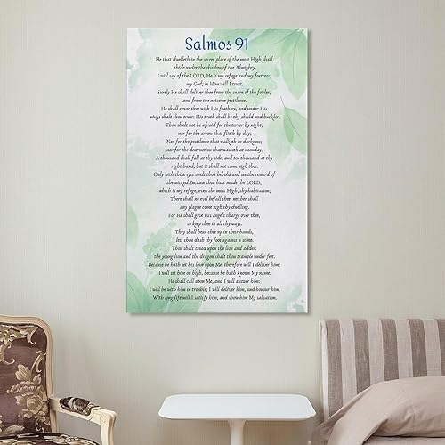 Miniatura 7 de OZTERN Salmo 91 - Póster de arte con versículo bíblico español Salmo 91 (5) pósteres e impresiones de pintura en lienzo para decoración de sala de