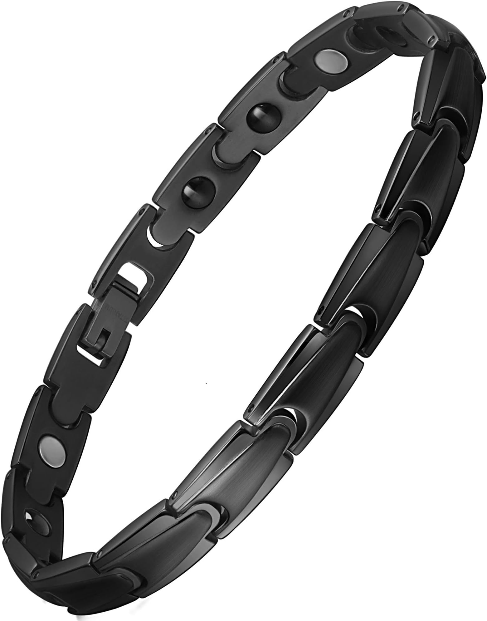 COFITNESS Womens Titanium Magnetic Therapy Bracelet with Healing Magnets Pain Relief for Arthritis,Black Color,3500 Gauss