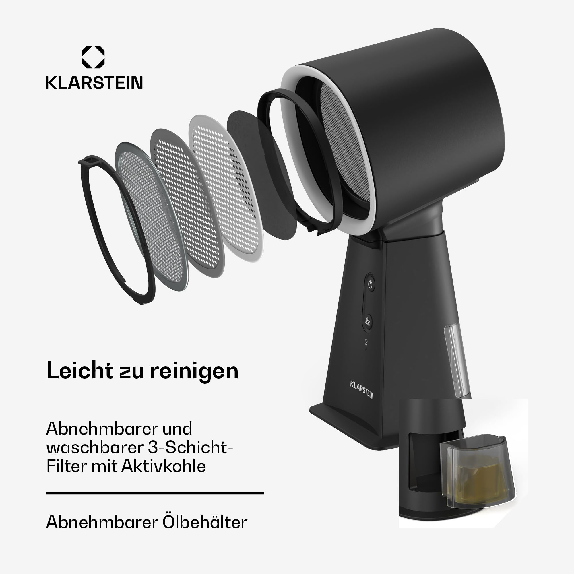 Klarstein Mini Dunstabzugshaube – Kompakt & Leistungsstark 200 m³/h, Mehrschicht-Filter, Rutschfester Stand, Ideal Für Kleine Küchen & Mobile Anwendungen, Schwarz