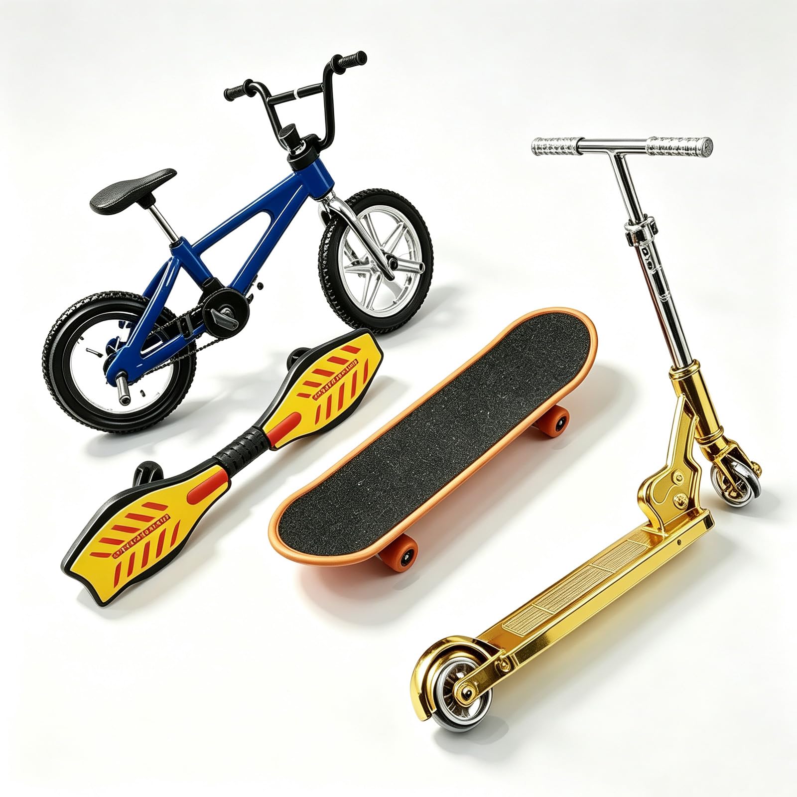 Lumina Co 4 Pack Finger Scooter & Tech Deck Bike, Finger BMX, Smooth Stable