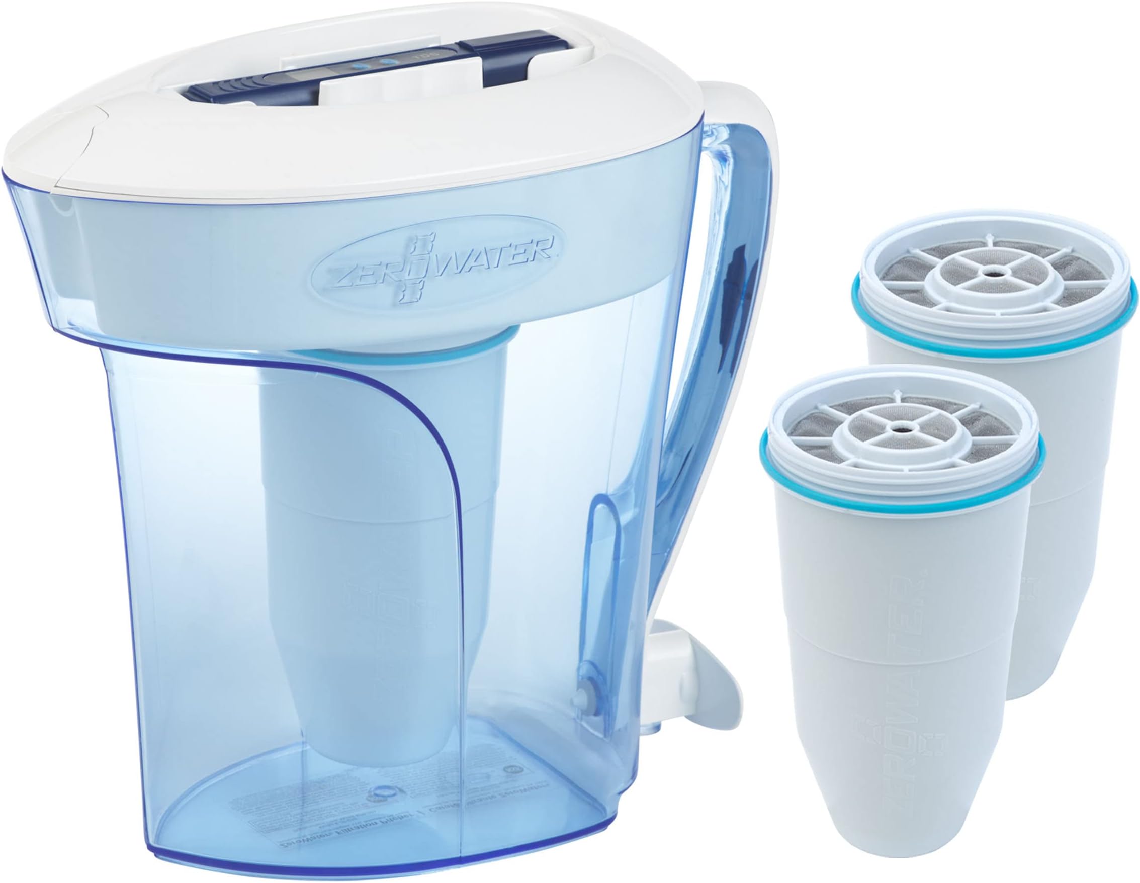 ZeroWater 2.8 liters Water Filter Jug Combo with 3x Advanced 5 Stage Filter, 0 TDS, NSF certified, Reduces Fluoride, Chlorine, Lead and Chromium, Water Quality Meter included