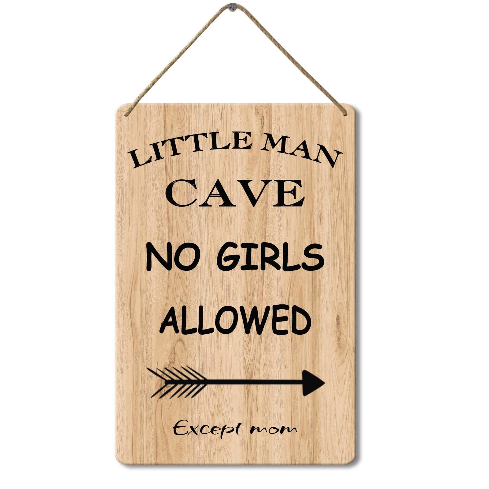 Wooden Sign Little Man Cave, Toddler Boy Room Decor, 8x12 Inch, Boys Only Sign For Room Boys