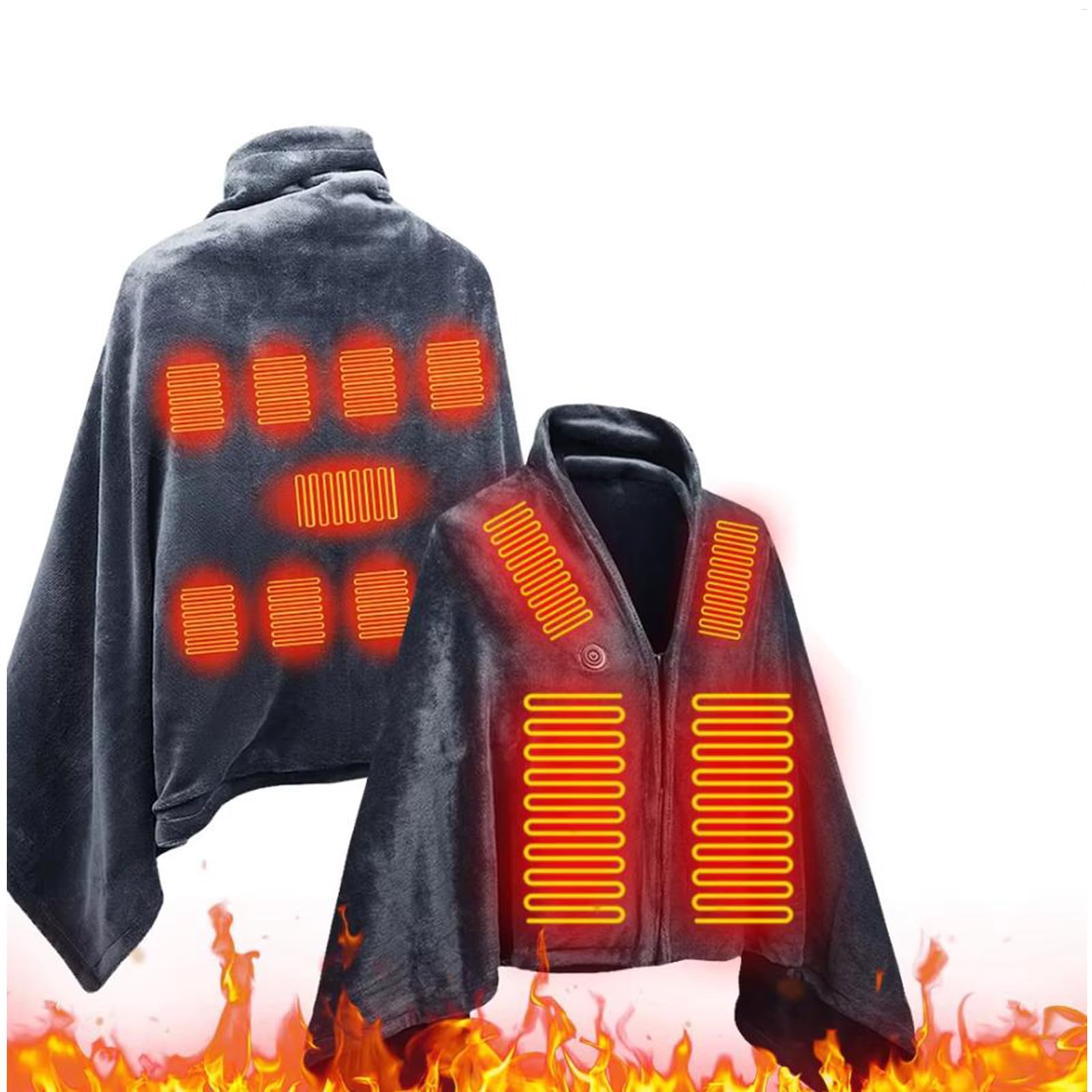 Couverture chauffante sans Fil Rechargeable USB, Poncho Chauffant électrique sans Fil 156 X 86 Cm Portable Plaid Chauffant Lavable en Machine pour La Maison, Le Bureau, L'extérieur