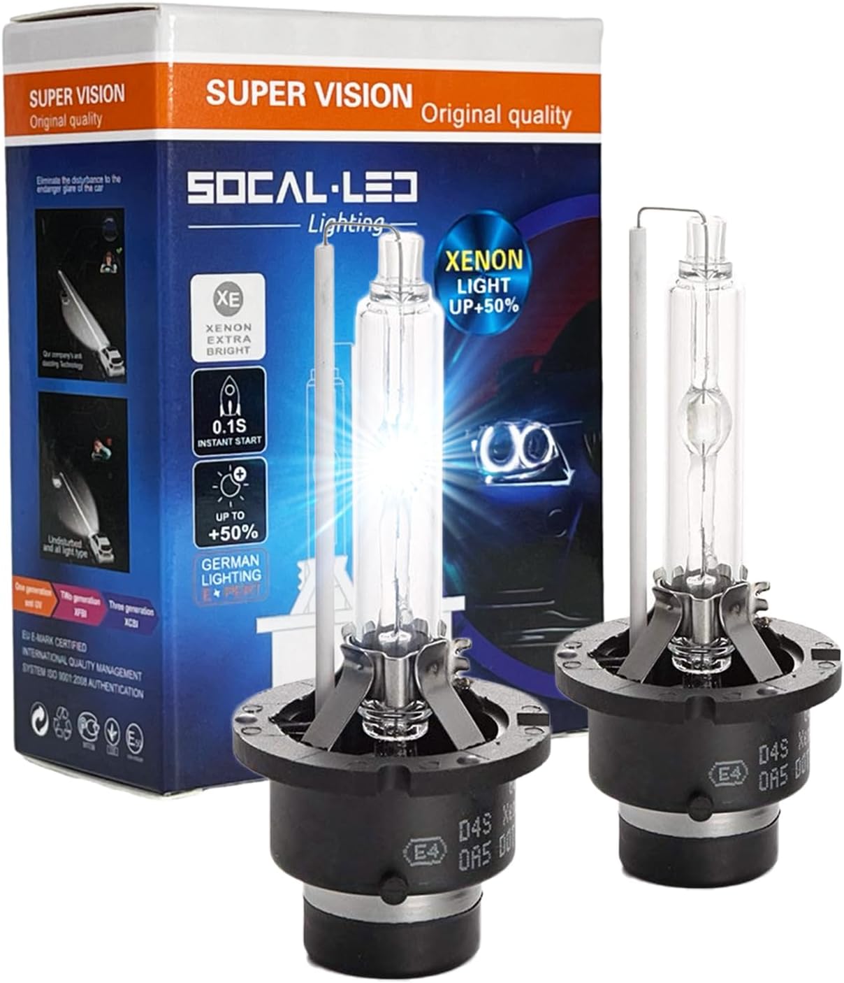 D4S 35W Xenon HID Headlight Bulbs - 10000K Deep Blue - 66440 42402 42402WX OEM High Low Beam Direct Replacement - Pack of 2