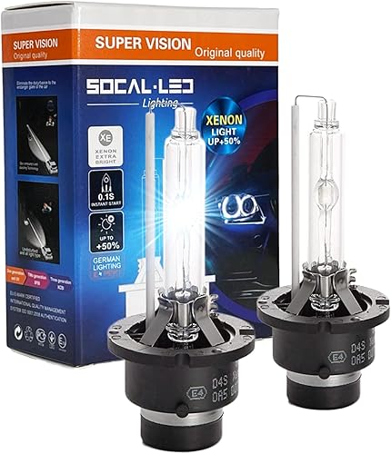 SOCAL-LED LIGHTING D4S 35W Bombillas HID de xenón para faros delanteros - 10000K Azul profundo - 66440 42402 42402WX Reemplazo directo de luz alta y
