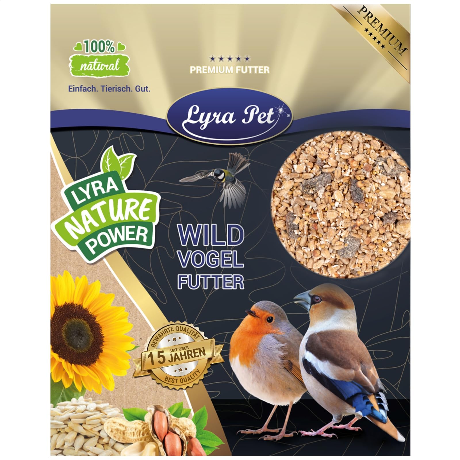 Lyra Pet® 25 kg Fettfutter für Wildvögel Streufutter Vogelfutter Energie | Ganzjahres Wildvogelfutter - Kalorienreich - Ideal für Weichfresser im Sommer & Winter - Geeignet für Balkon & Terrasse