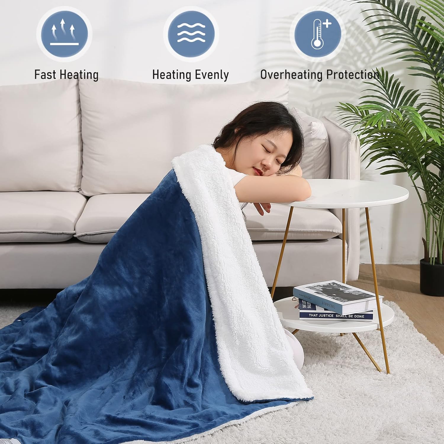 Review Electric Blanket 50" x 60"Flannel & Sherpa Throw Fast Heating