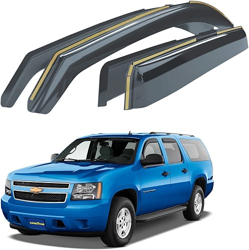 Goodyear Deflectores de ventana inastillables en el canal para Chevrolet (Chevy) Suburban 1500 2007-2014Suburban 2500 2007-2013, protectores de