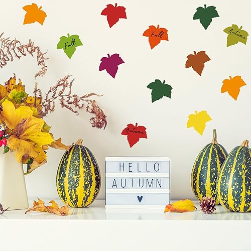 Miniatura 5 de Geyee 108 piezas de recortes de hojas de otoño para tablón de anuncios, aula, recortes de hojas de papel, decoración para proyectos de bricolaje,