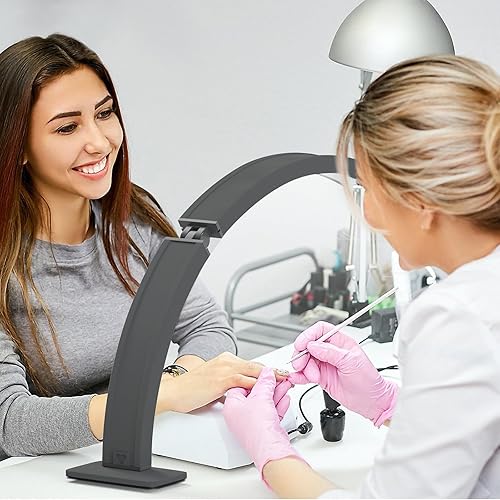 Miniatura 7 de MYSWEETY Lámpara de escritorio plegable de media luna, 29.5 pulgadas, 48 W, lámpara de tecnológica de uñas LED para escritorio, lámpara de mesa de