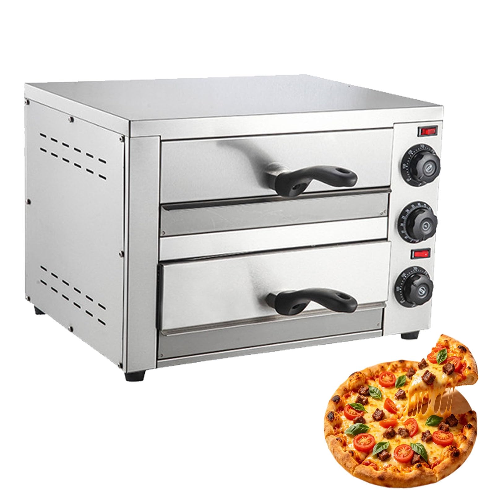 Horno Doble Eléctrico Para Pizza De Acero Inoxidable De 14/16 Pulgadas, Horno Comercial Multiusos Para Interiores, Ideal Para Restaurantes, Hogares Y Asados ​​de Pretzels. Null 16in