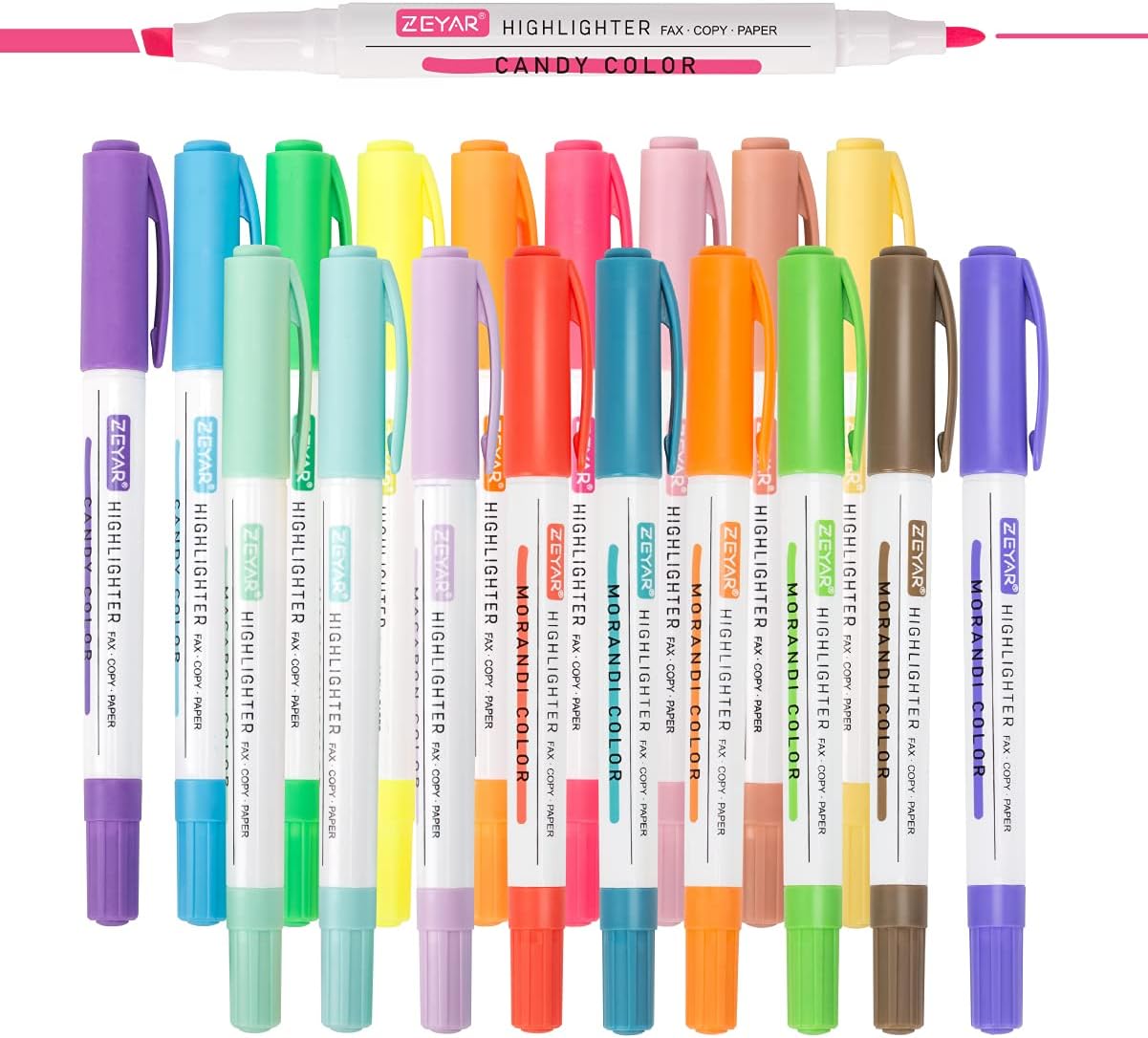 ZEYAR Highlighters, Dual Tips Marker Pen, Chisel and Fine