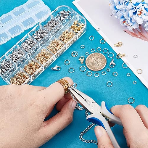 Miniatura 4 de PH PandaHall 720 anillos de salto de acero inoxidable 304 con 0.157 in, 20 cierres de pinza de langosta, anillos de salto abiertos de 5670.315 in,