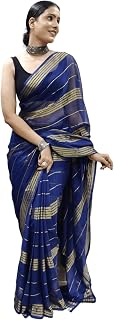 Women's Georgette Lining Ready To Wear one Minute Saree With Unstitched Blouse Piece