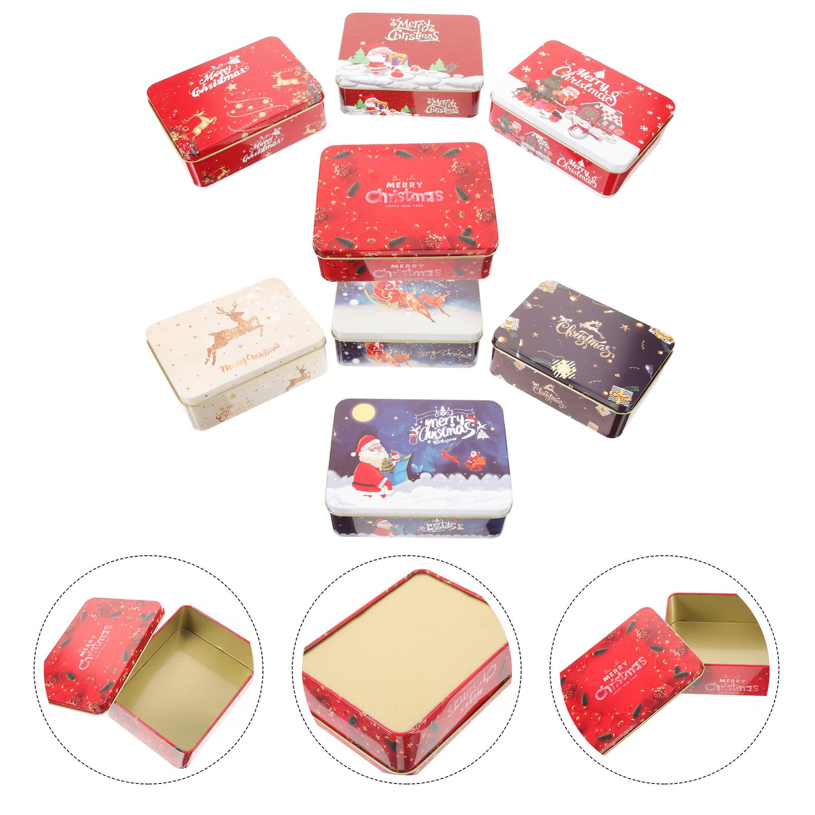 GALPADA 8stücke Kleine Metall-geschenkboxen Mit Deckel Aus Weißblech Weihnachtsgeschenkkarten-dosen Für Kekse Und Bonbons Praktisch Und Dekorativ
