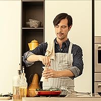 Vista 5 de MEEMA Cooking Apron with Pockets, Cross Back Apron Upcycled Chef Aprons for Men & Women, for Kitchen & Restaurants