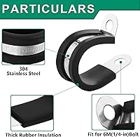 Vista 2 de 30 piezas de abrazadera de cable de 3/16 pulgada, abrazaderas de cable aisladas con revestimiento de goma de acero inoxidable 304 - abrazaderas