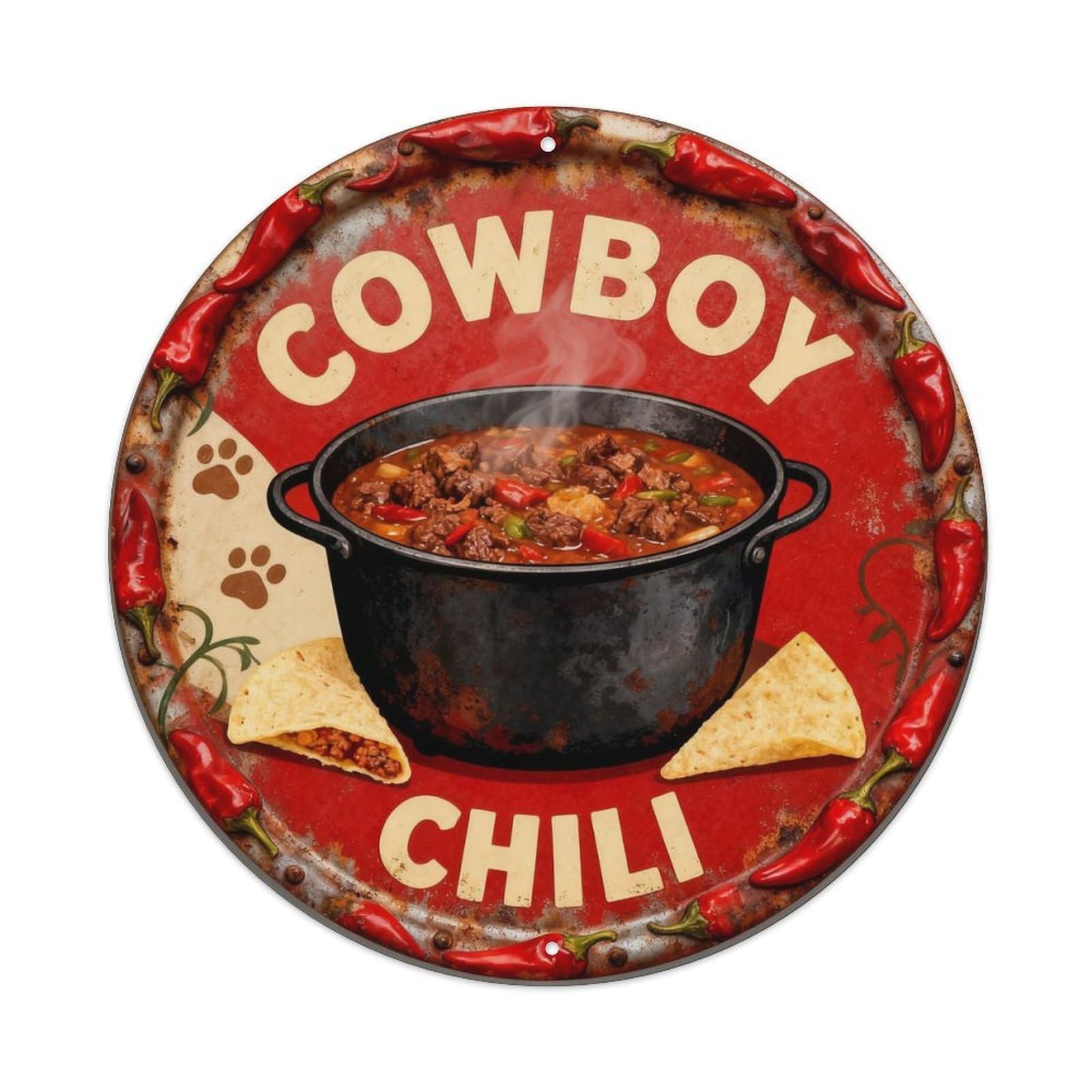 Cowboy Chili Metal Tin Sign Plaque