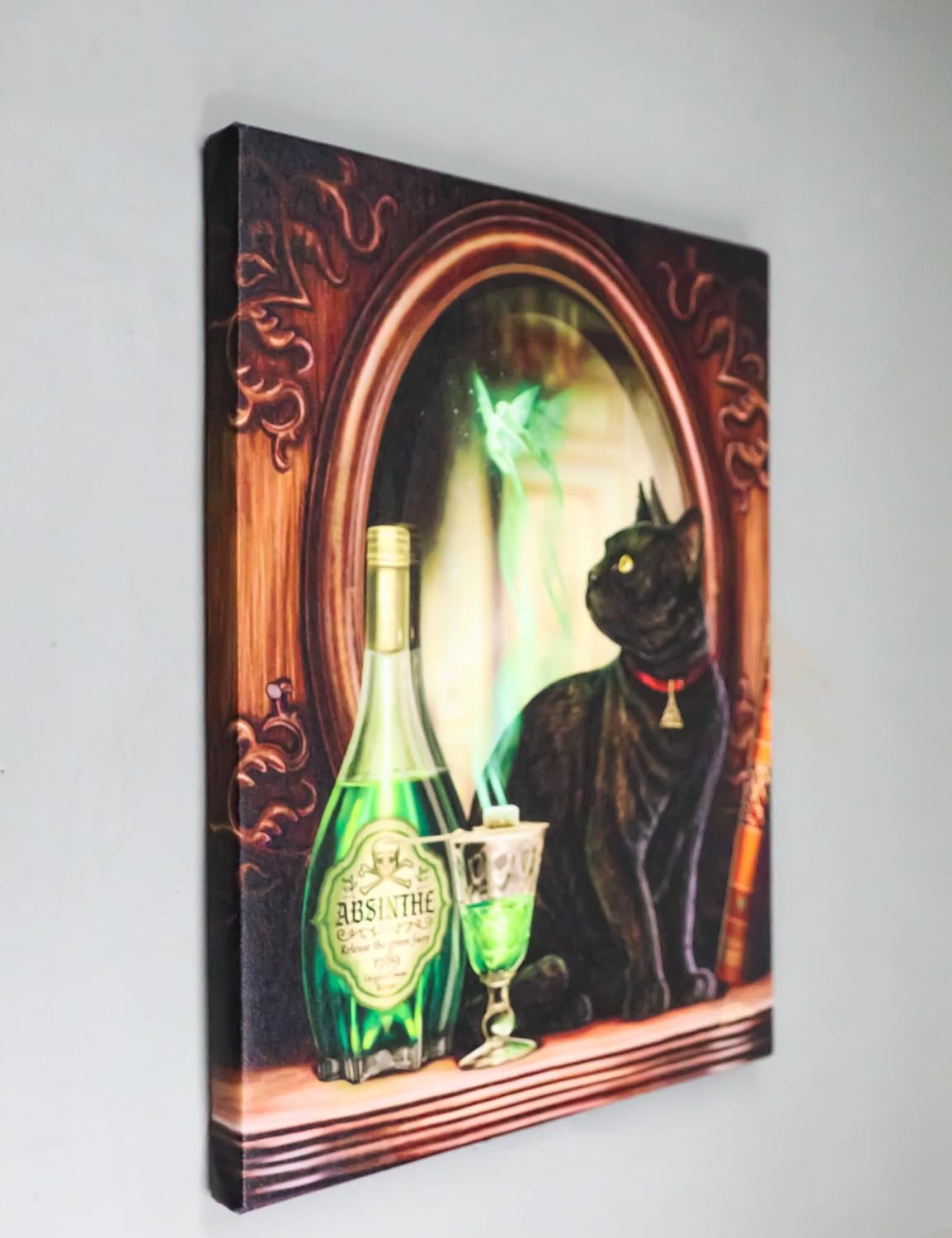 Ebros Gift Lisa Parker Fantasy Artist Wicca Witchcraft Occult Magic Printed Premium Canvas Picture Art Hand Stretched On Wooden Frame Wall Hanging Decor Plaque (Absinthe Spirit Magical Potion Black