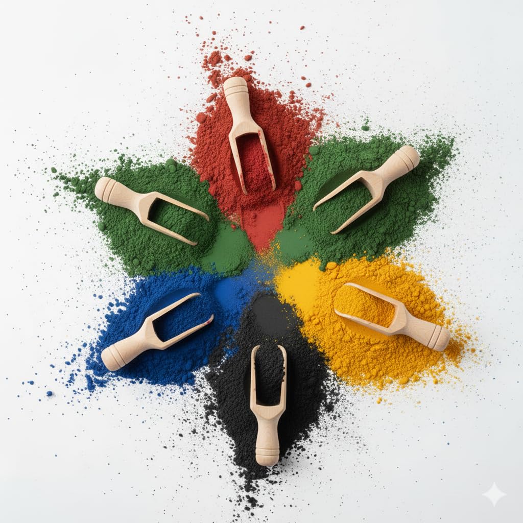 N.S ORGANIZATION Combo of 5 Colors Iron Oxide Pigment Powder | Colour Powder for Cement, Concrete, Paints, Paver Blocks, Tiles, Flooring & Decorative Applications (Red, Yellow, Black, Green & Blue ) (Multicolor, 100 Grams)-image-44