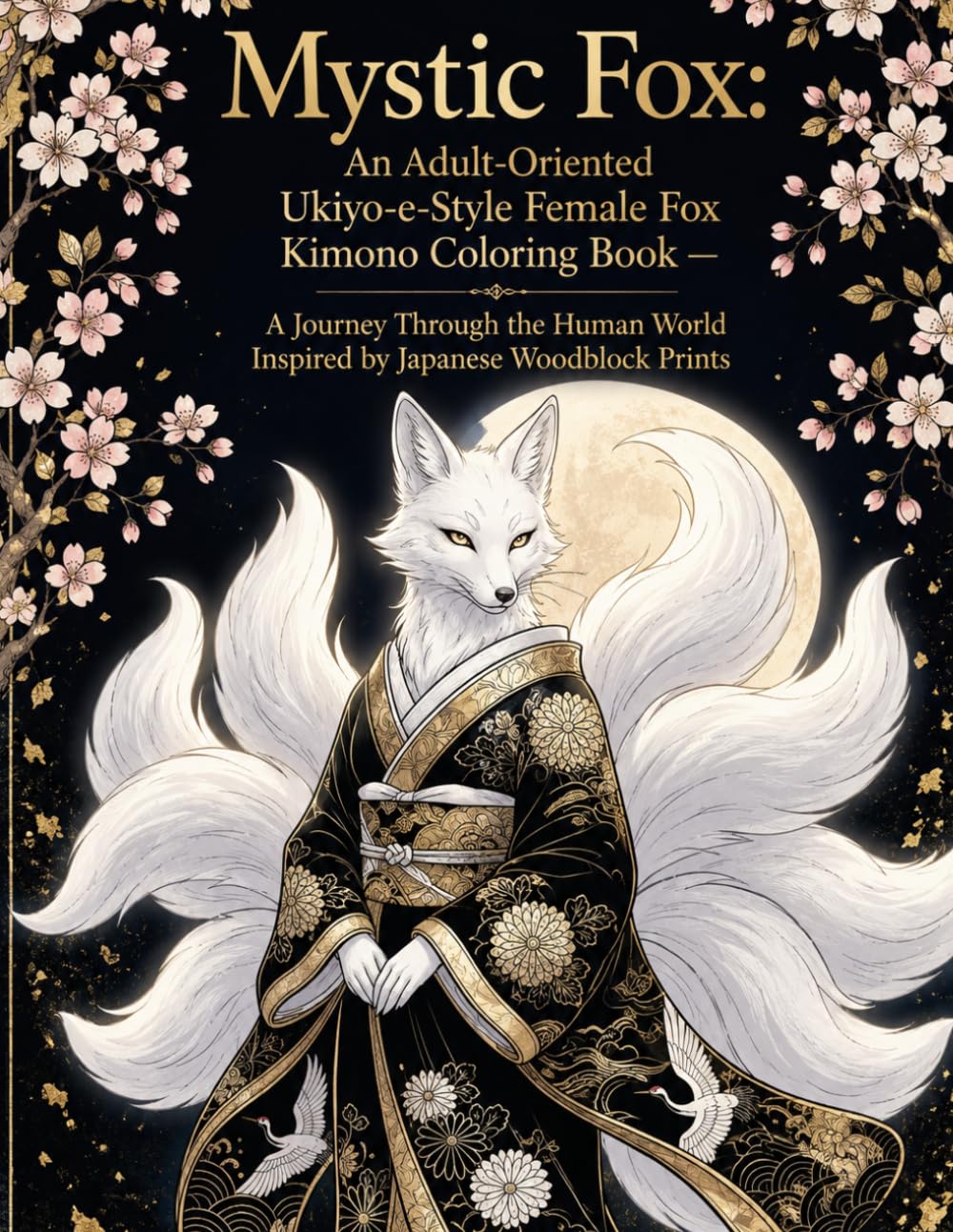 Mystic Fox: Ukiyo-e Female Fox Kimono Coloring Book for Adults: Detailed Japanese Woodblock Print-Inspired Coloring Pages Featuring an Elegant Female ... Human World for Relaxation and Stress Relief
