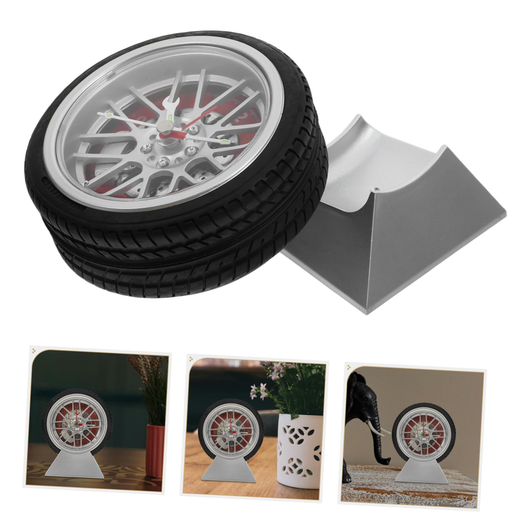 Healifty Reloj de Escritorio Neumático de Coche con Base, Cuarzo, Abs | Diseño Moderno y Detalle Preciso, para Dormitorio y Decoración del Hogar, Estilo Original