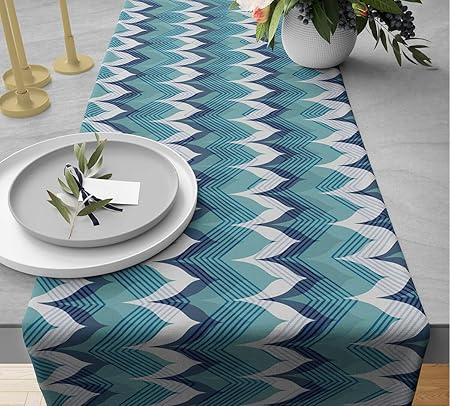 India Circus by Krsnaa Mehta Lush Emerald Bliss Printed Blended Canvas 6 Seater Table and Bed Runner (94 x 14 inches)