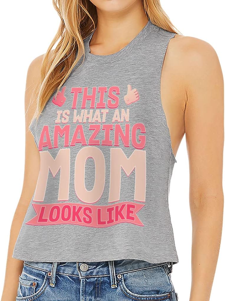 Amazing Mom Racerback Cropped Tank - Cool Design Women's Tank - Printed Tank Top