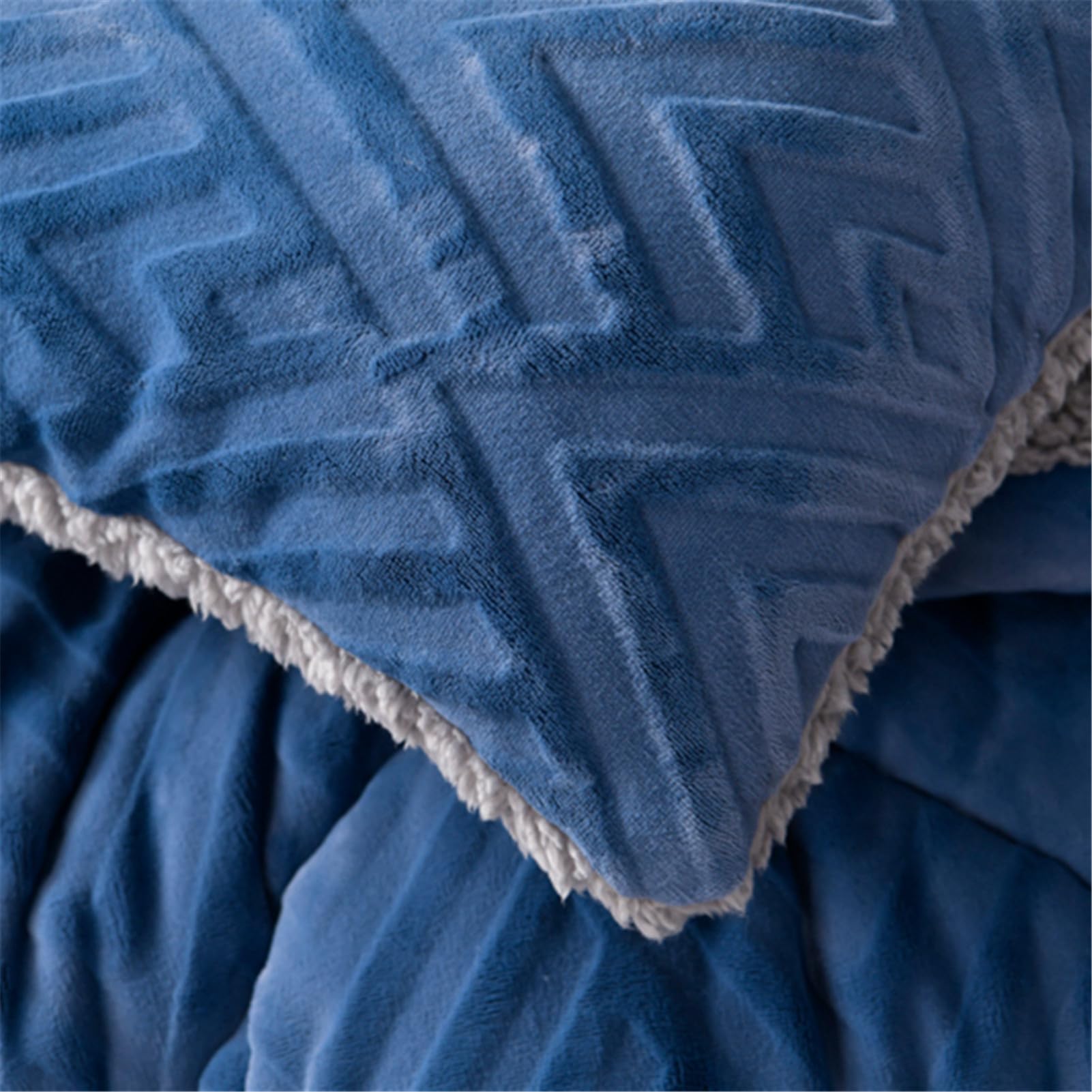 Piumino Invernale In Cashmere Di Agnello – Trapunta Calda 220x240 Cm 5kg, Blu, Morbida Peluche Per Letto Matrimoniale - 2